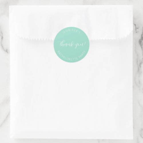 Seafoam Bachelorette Party Thank You Classic Round Sticker