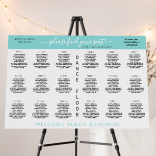 Seafoam Blue 18 Table Wedding Seating Chart Foam Board