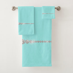 Seafoam Blue & Bling Bath Towel Set