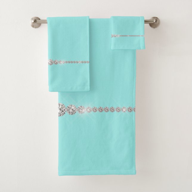 Seafoam Blue & Bling Bath Towel Set (Insitu)