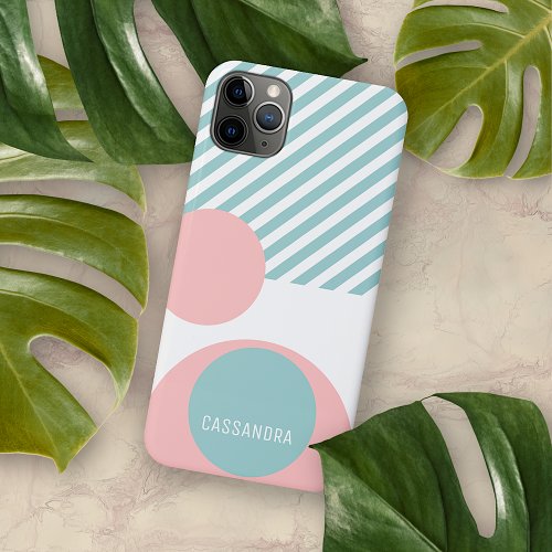Seafoam Blush Pink Midcentury Circles Art Pattern iPhone 11 Pro Max Case