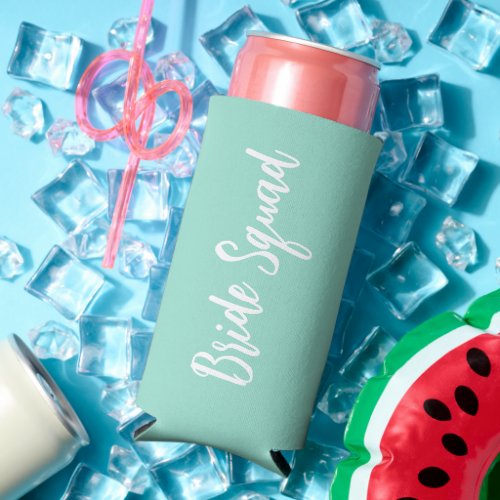 Seafoam Bride Squad Bachelorette Party Seltzer Can Cooler