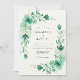 Seafoam Celadon Foliage Eucalyptus Wedding Invitation