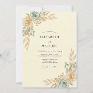 Seafoam Champagne Painted Wedding Invitation