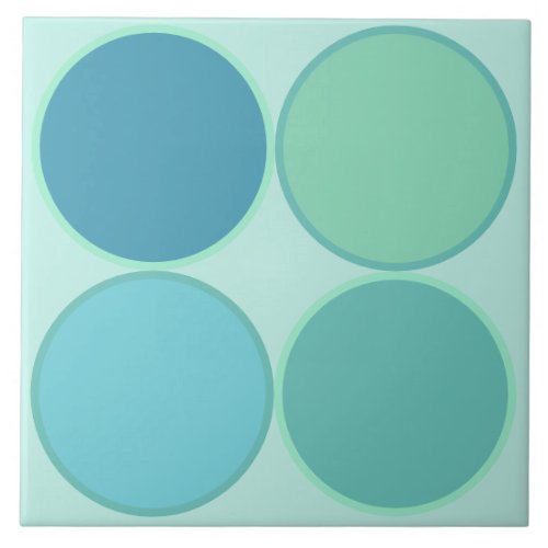 Seafoam colours circle dots ceramic tile