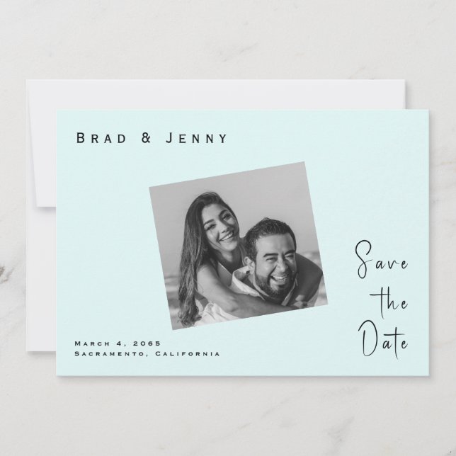 Seafoam Couple Photo  Wedding Save the Date (Front)