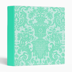 Seafoam Damask 3 Ring Binder