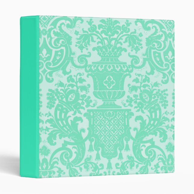 Seafoam Damask 3 Ring Binder (Front/Spine)