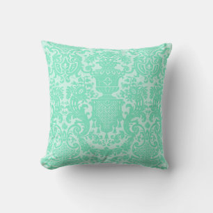 Seafoam Damask Throw Pillow