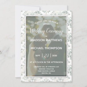 Seafoam Ecru Virtual Wedding Livestream Wedding Invitation