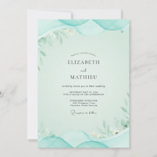 Seafoam Eucalyptus Wedding Invitation