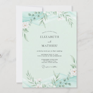 Seafoam Foliage Grey Eucalyptus Wedding Invitation