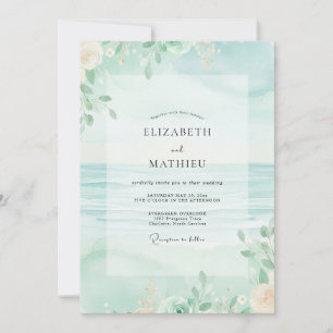 Seafoam Foliage Sage Wedding Invitation