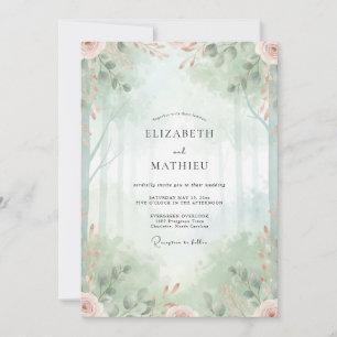Seafoam Forest Woodland Eucalyptus Wedding Invitation
