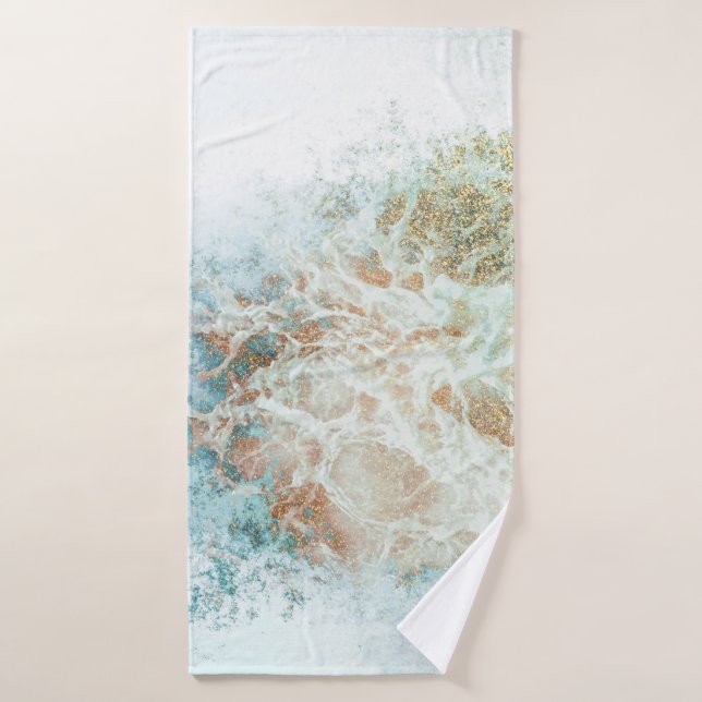 Seafoam Glitter Marble Bath Towel (Bath Towel)