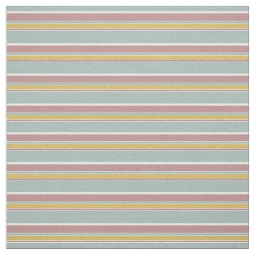 Seafoam Gray Ochre Yellow Mauve Stripes Pattern Fabric