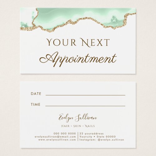 Seafoam green agate appointment card