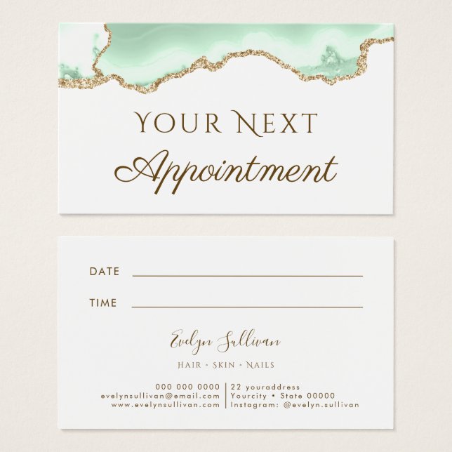 Seafoam green agate appointment card (Front & Back)