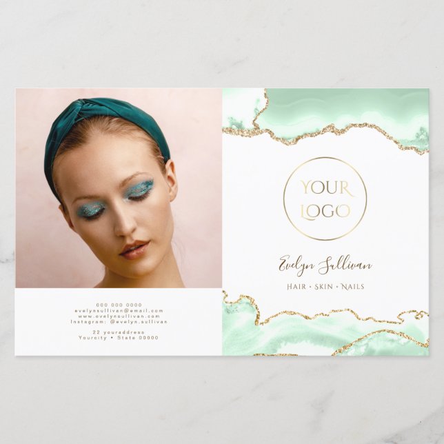 Seafoam green agate bifold brochure (Front)