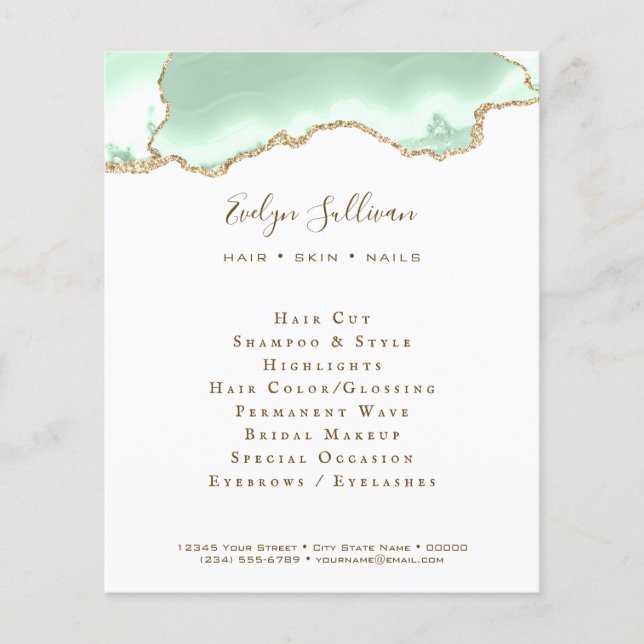 Seafoam green agate flyer (Front)