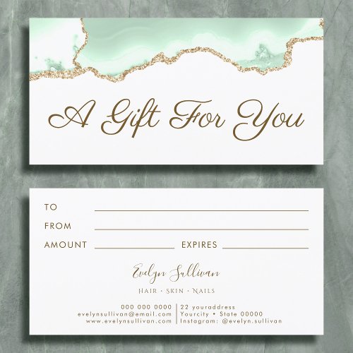 Seafoam green agate gift certificate