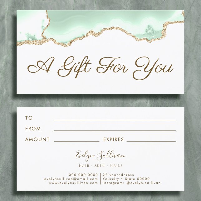 Seafoam green agate gift certificate (Creator Uploaded)