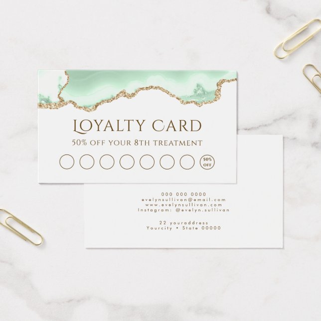 Seafoam green agate loyalty card (Office)