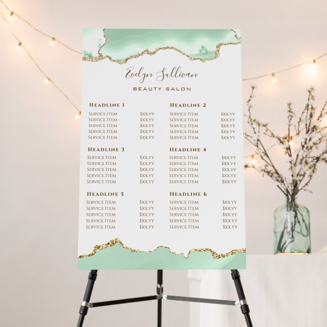 Seafoam Green Agate Price List Foam Board (In Situ (Stand))