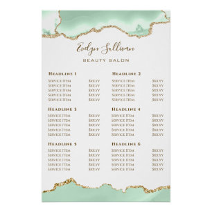 Seafoam Green Agate Price List Glossy Poster