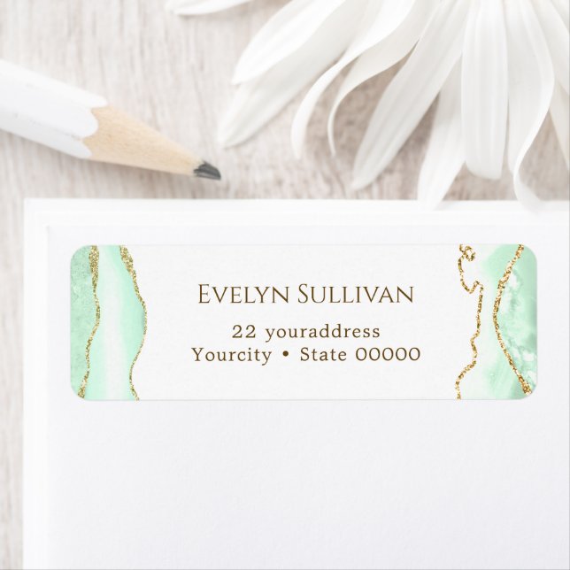 Seafoam green agate return address label (Insitu)