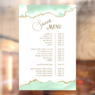 Seafoam Green Agate Services Menu Window Cling