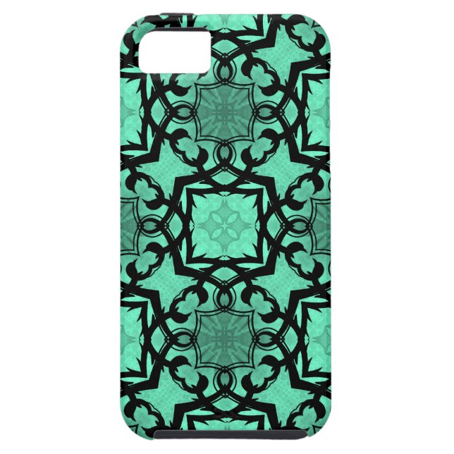 Seafoam green and black geometric kaleidoscope Case-Mate iPhone case (Back)