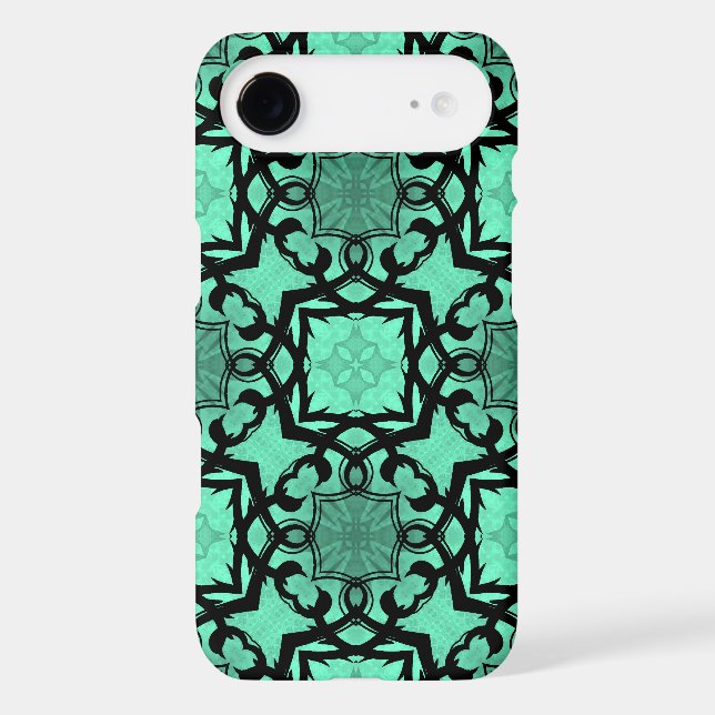 Seafoam green and black geometric kaleidoscope Case-Mate iPhone case (Back)