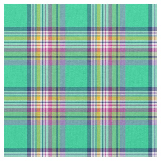 Seafoam Green and Fuchsia Girly Plaid Fabric