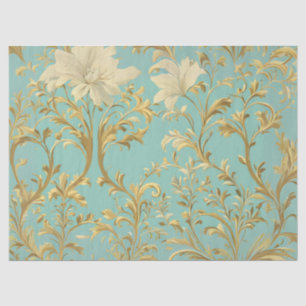 Seafoam Green and Gold Traditional Decoupage Tissue Paper