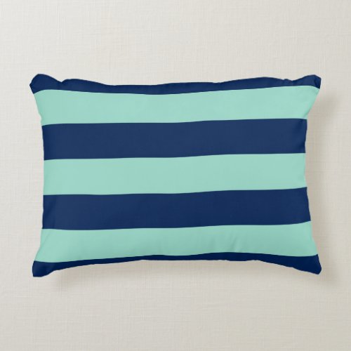 Seafoam Green and Navy Stripe Pattern Accent Pillow