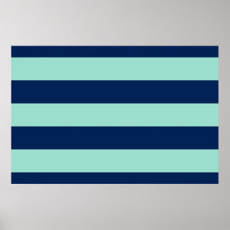 Seafoam Green and Navy Stripes Poster