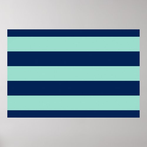 Seafoam Green and Navy Stripes Poster