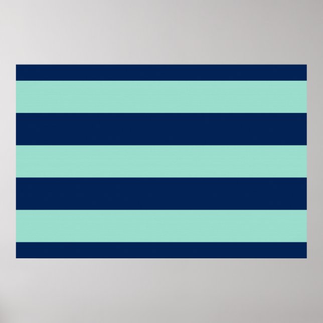 Seafoam Green and Navy Stripes Poster (Front)