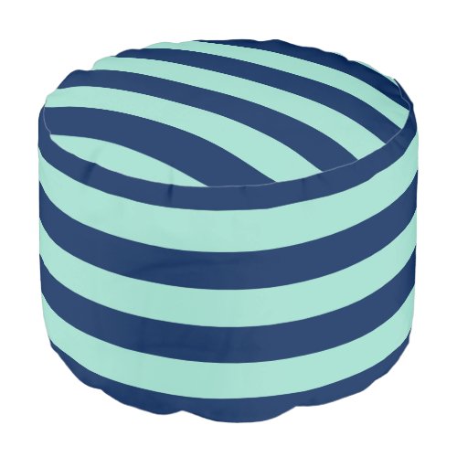 Seafoam Green and Navy Stripes Pouf