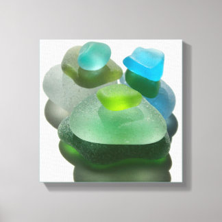 Seafoam green and turquoise sea glass canvas print