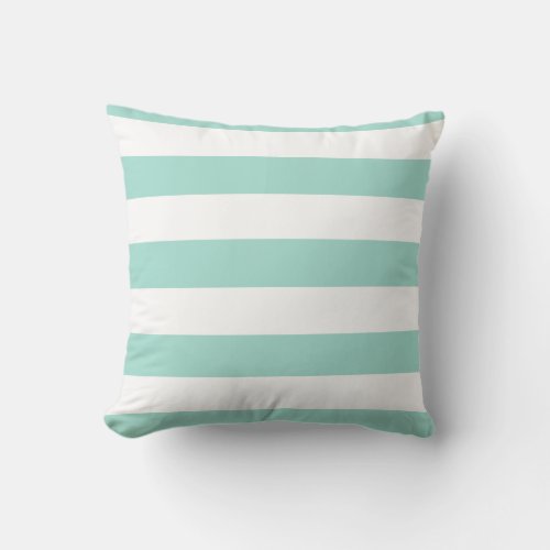 Seafoam Green and White Bold Stripes Throw Pillow