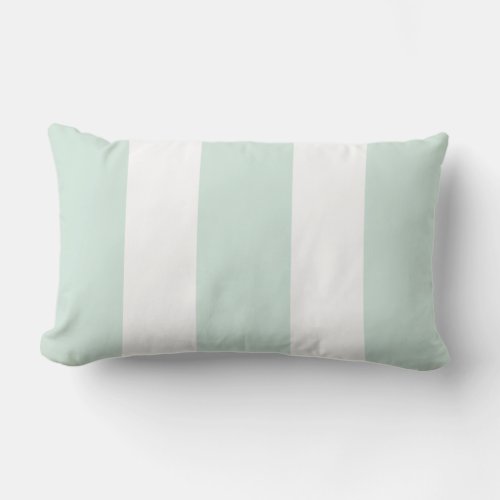 Seafoam Green and White Cabana Stripes Outdoor Lumbar Pillow