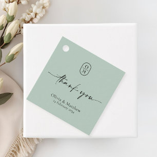 Seafoam Green Chic & Modern Wedding Monogram Favor Tags
