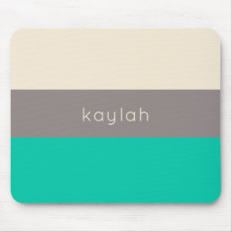 Seafoam Green Color Block Pattern with Name Mouse Pad