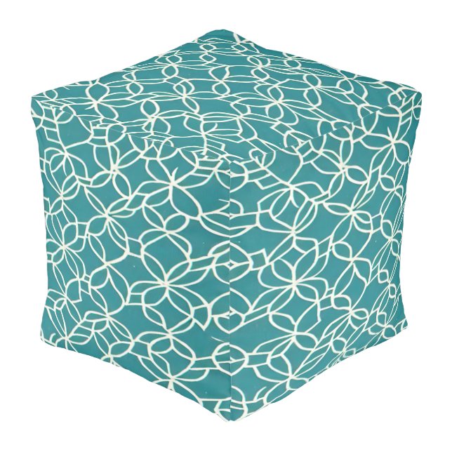Seafoam Green Cube Pouf (Angled Back)