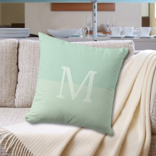 Seafoam Green Custom Monogram Throw Pillow