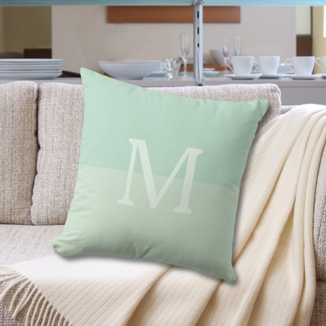 Seafoam Green Custom Monogram  Throw Pillow (Creator Uploaded)