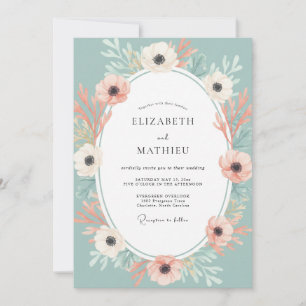 Seafoam Green Delicate Spring Wedding Invitation