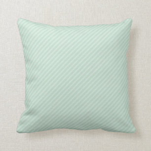 Seafoam Green Diagonal Stripes Throw Pillow